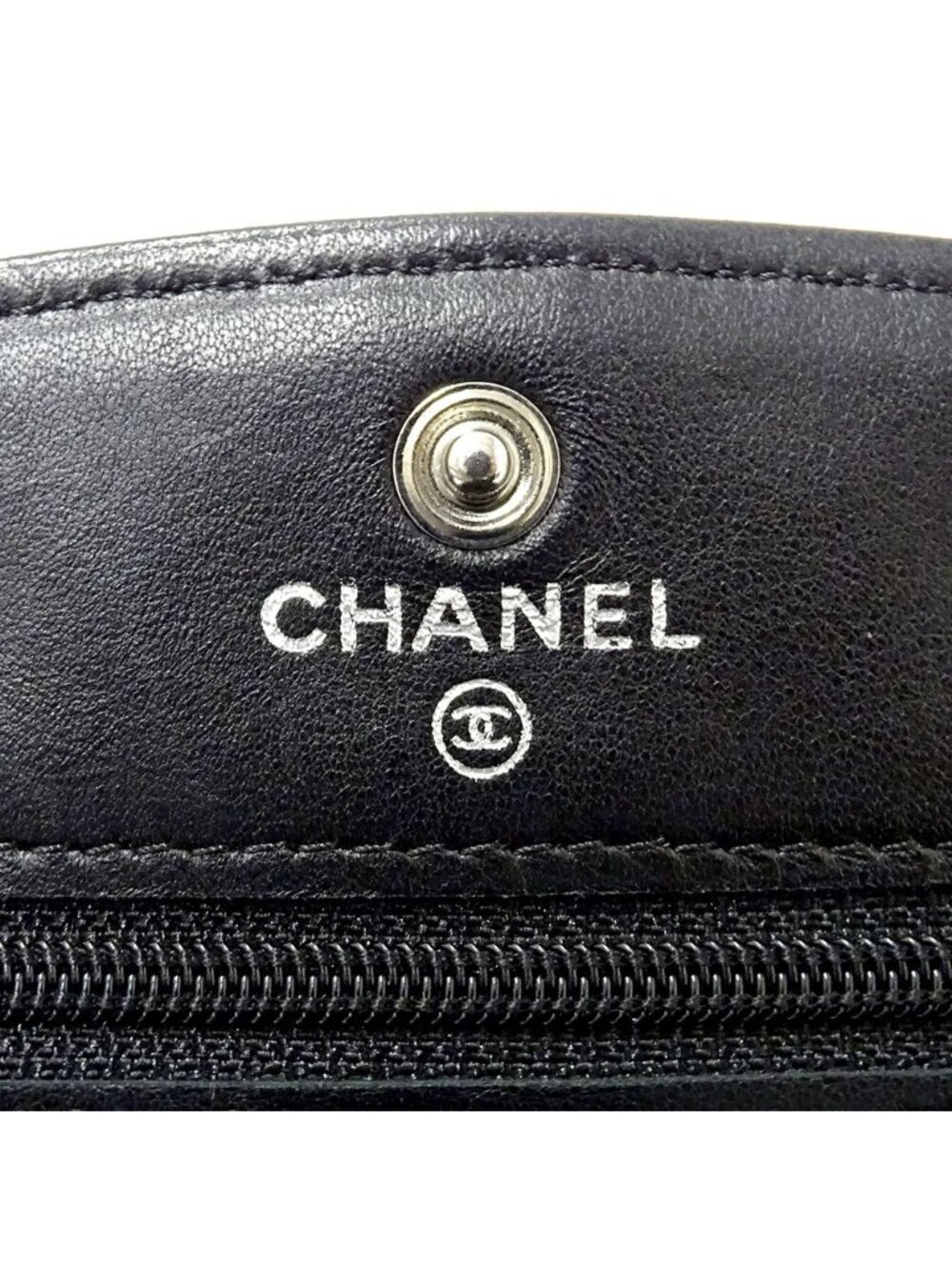 Chanel Quilted Clutch Wallet Lambskin Black Silver - Picture 6 of 15